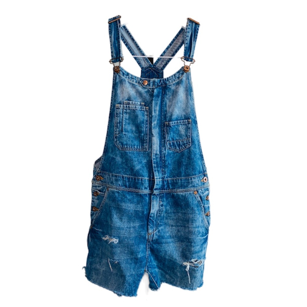 H&M Blue Denim Short Overalls Romper